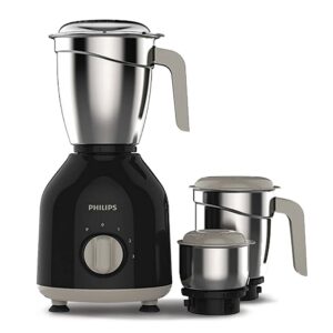 Philips HL7756 Mixer Grinder 750W with 3 Stainless Steel Jars | 5 Years Motor Warranty | 25 Minutes Continuous Grinding | 3 Speed + Pulse Control (Black)