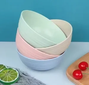 Eco-Friendly 4-Piece Wheat Straw Fiber Bowl Set