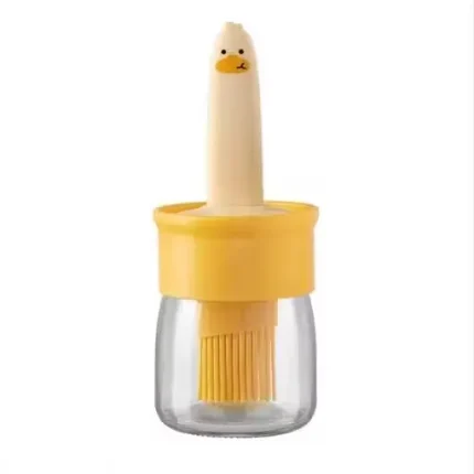 Glass Oil Dispenser Bottle with Integrated Silicone Basting Brush