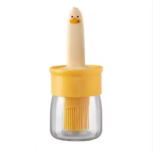 Glass Oil Dispenser Bottle with Integrated Silicone Basting Brush