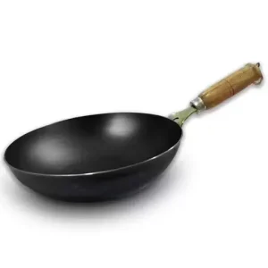 Pure Iron Wok & Tadka Pan with Wooden Handle